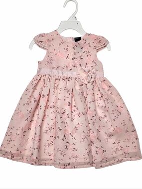 George Pink Floral Satin Dress with Rosette